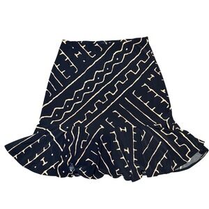 Chaps EST 1978 Black Tan Abstract Flounce Midi Skirt S